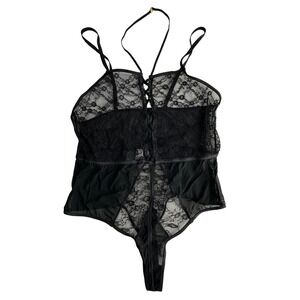 iCollection Black Sheer Lace Bodysuit Teddy Lingerie Plus Size 3X Sexy Romantic